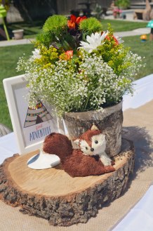 tribal woodland baby shower table decor